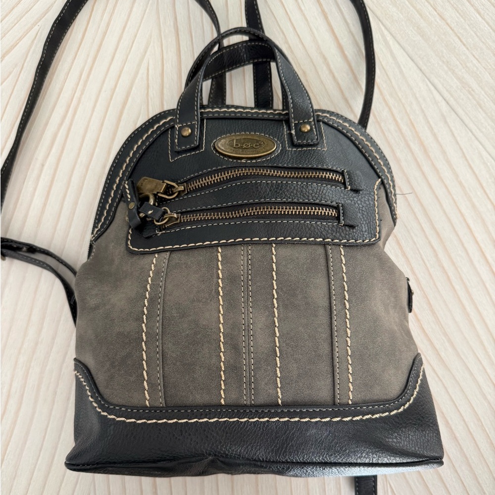 BOC Born Concept Coastal Navy Blue Faux Leather & grey Suede Backpack Purse